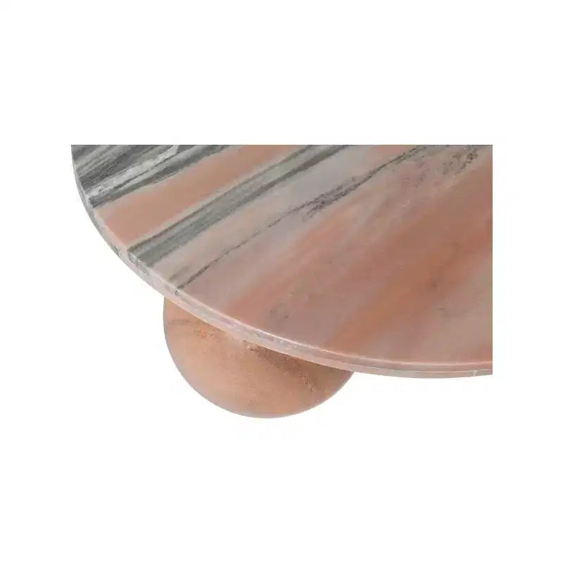 Round Marble Coffee Table with Sphere Legs, Multicolor, Seats 4–6