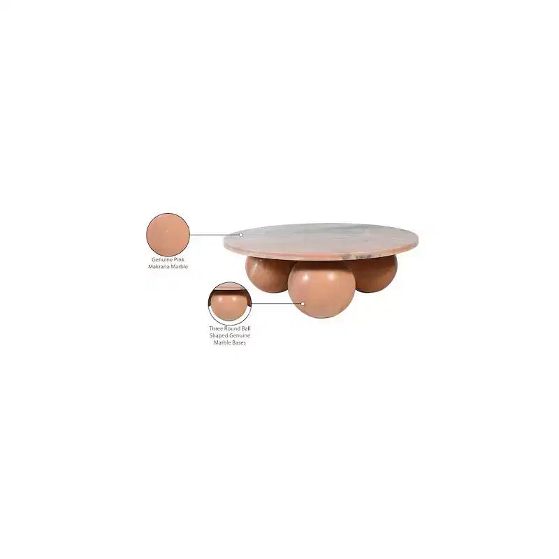 Round Marble Coffee Table with Sphere Legs, Multicolor, Seats 4–6