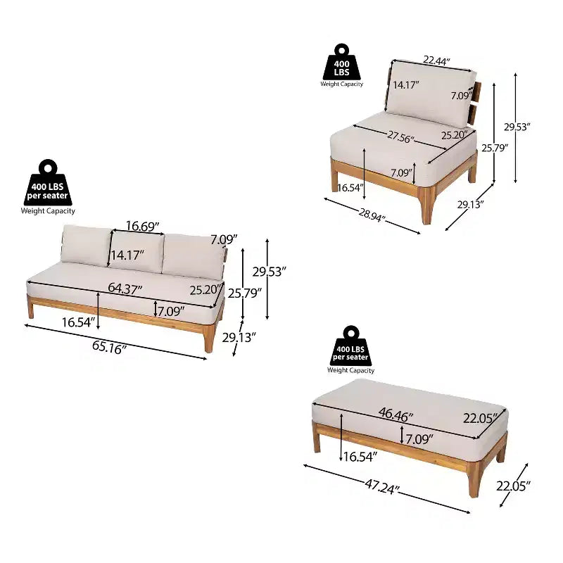 Christopher Knight Home Rakesh Ensemble de conversation de patio moderne 4 pièces en acacia avec coussins (table non incluse)