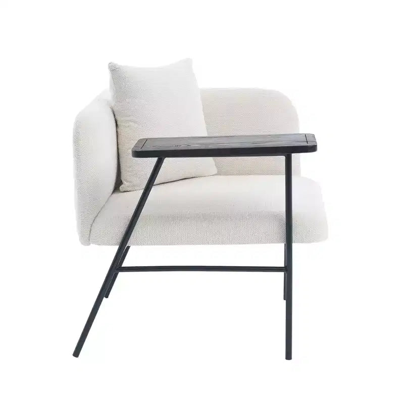 Chenille Upholstered Accent Chair with Side Table, Single Seat, Multiple Colors