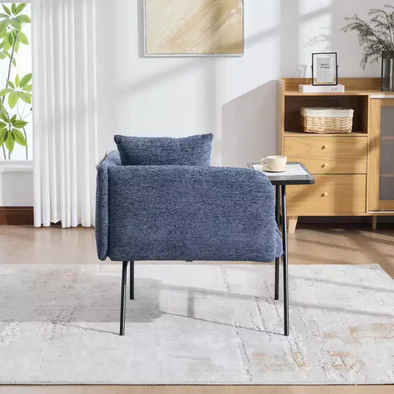 Chenille Upholstered Accent Chair with Side Table, Single Seat, Multiple Colors