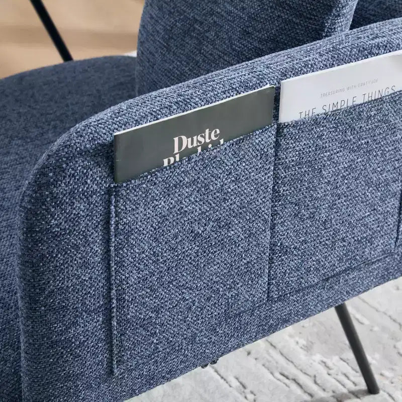 Chenille Upholstered Accent Chair with Side Table, Single Seat, Multiple Colors