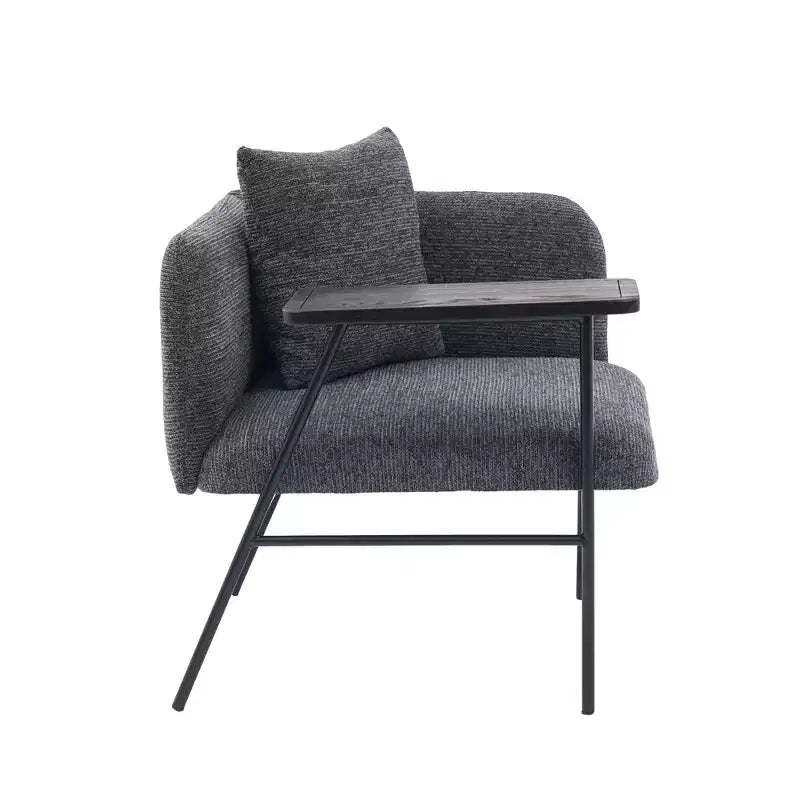Chenille Upholstered Accent Chair with Side Table, Single Seat, Multiple Colors