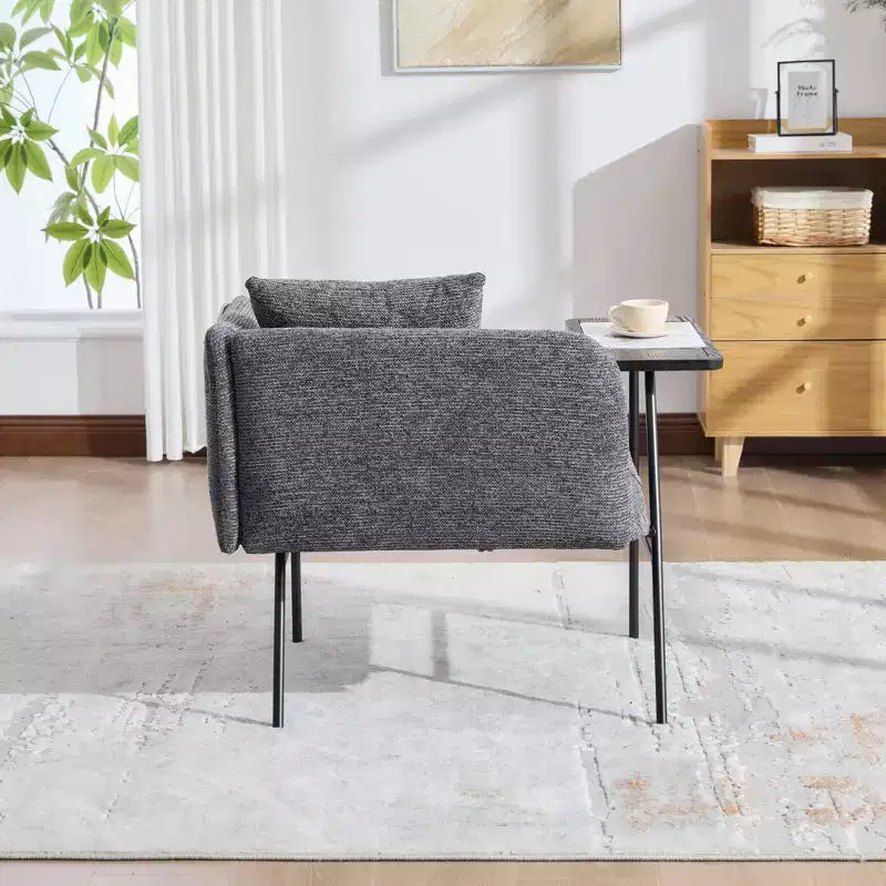 Chenille Upholstered Accent Chair with Side Table, Single Seat, Multiple Colors