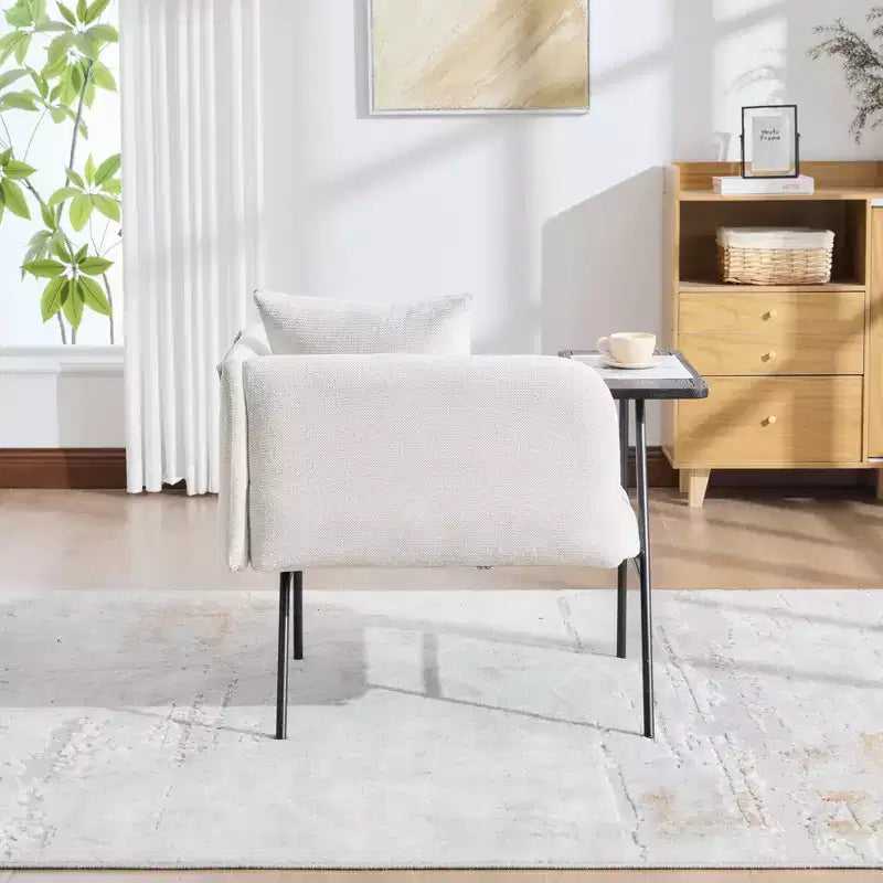 Chenille Upholstered Accent Chair with Side Table, Single Seat, Multiple Colors