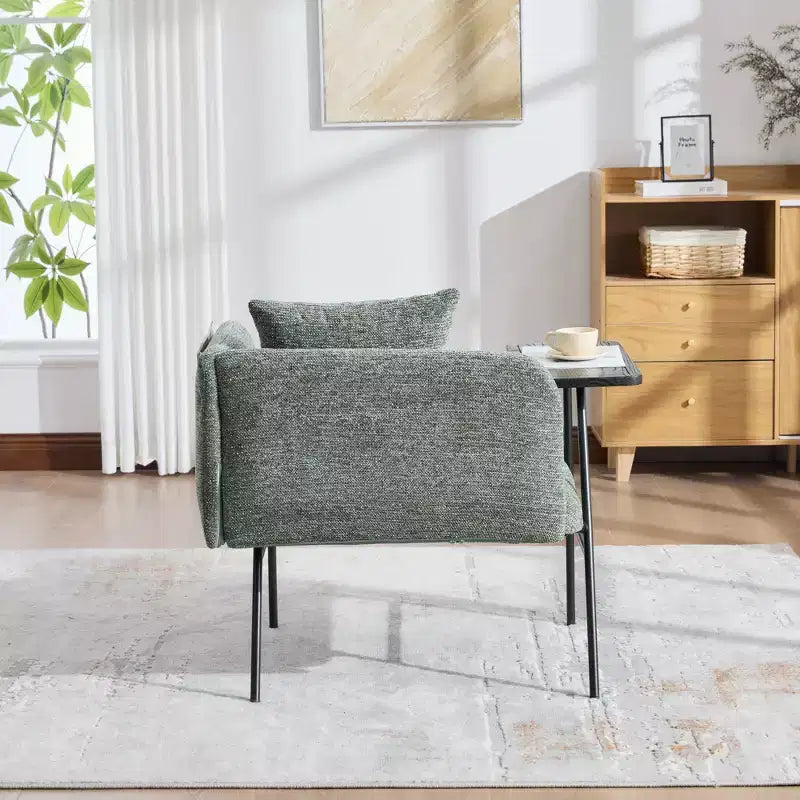 Chenille Upholstered Accent Chair with Side Table, Single Seat, Multiple Colors