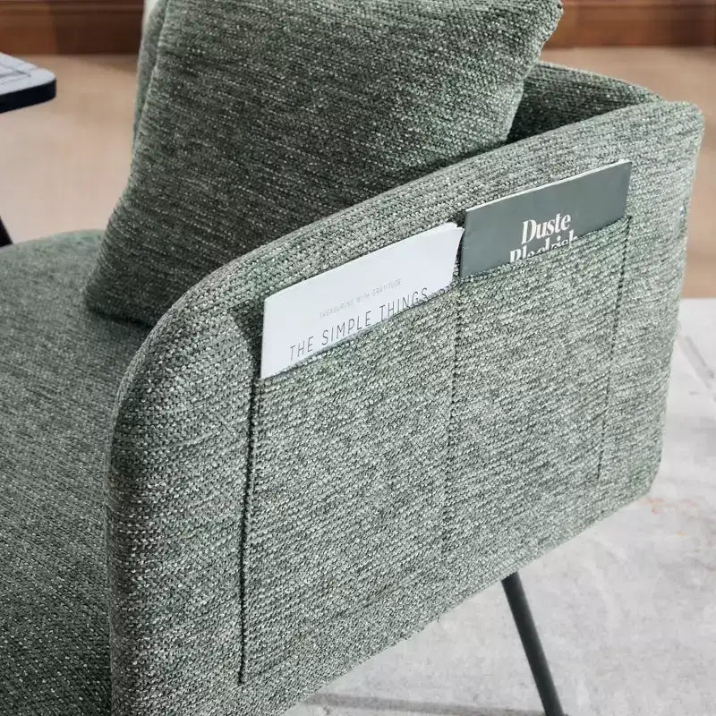 Chenille Upholstered Accent Chair with Side Table, Single Seat, Multiple Colors
