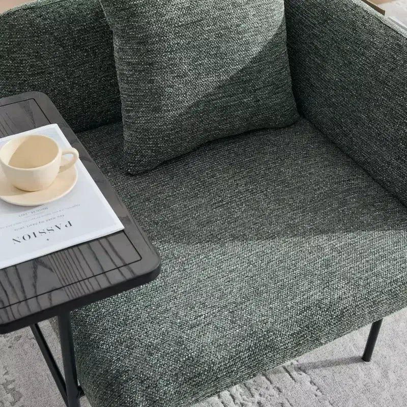 Chenille Upholstered Accent Chair with Side Table, Single Seat, Multiple Colors