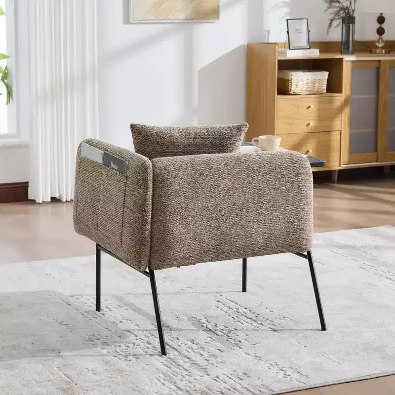 Chenille Upholstered Accent Chair with Side Table, Single Seat, Multiple Colors