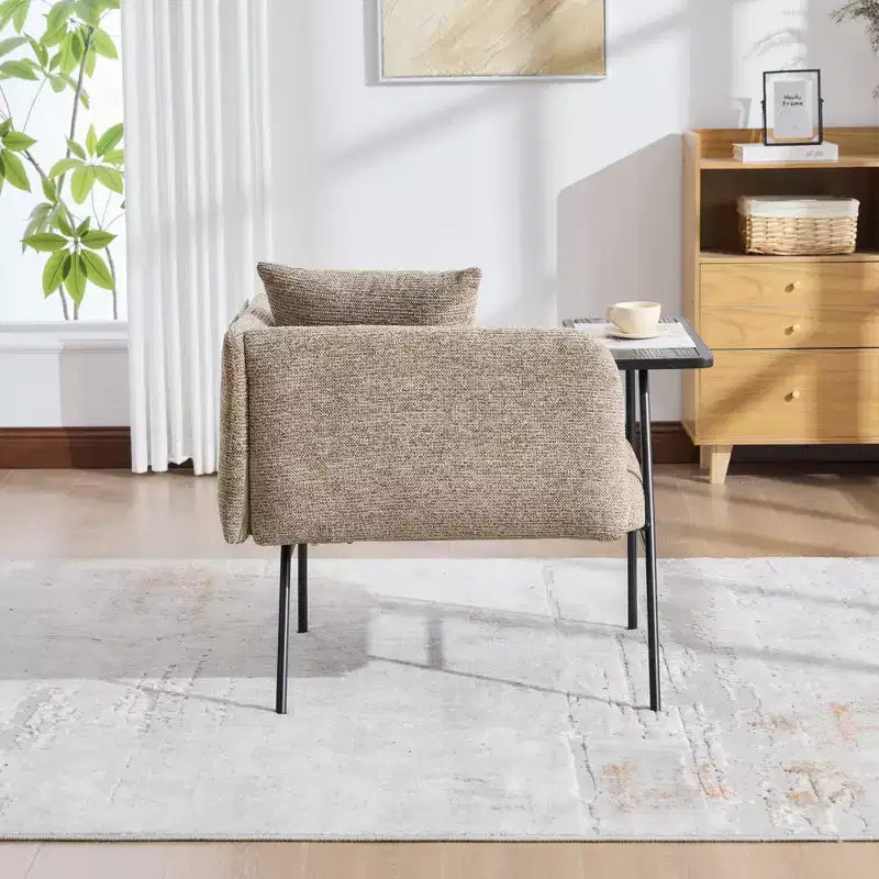 Chenille Upholstered Accent Chair with Side Table, Single Seat, Multiple Colors