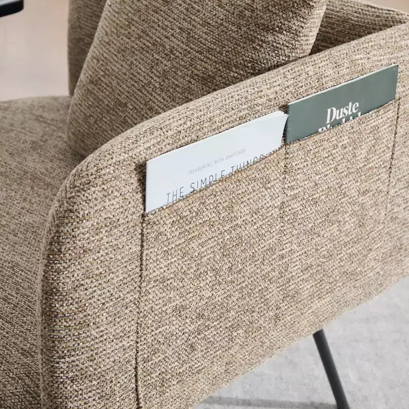 Chenille Upholstered Accent Chair with Side Table, Single Seat, Multiple Colors