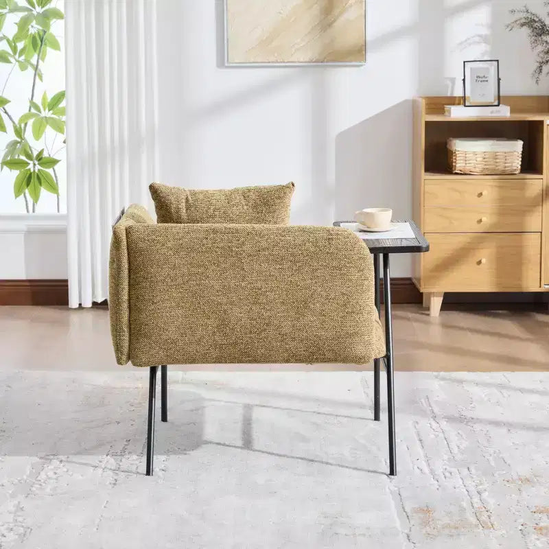 Chenille Upholstered Accent Chair with Side Table, Single Seat, Multiple Colors