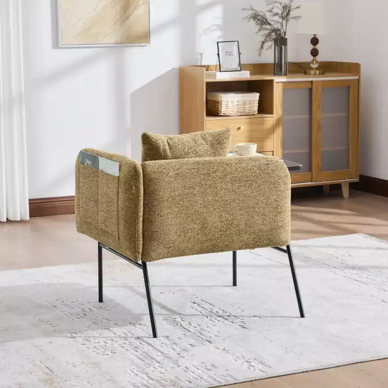 Chenille Upholstered Accent Chair with Side Table, Single Seat, Multiple Colors