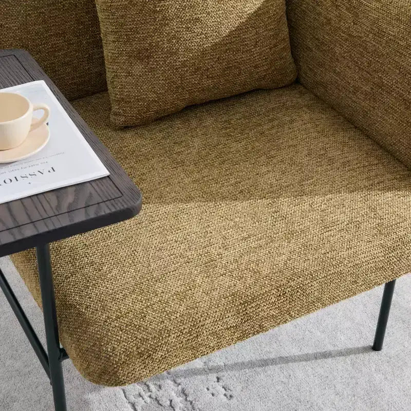 Chenille Upholstered Accent Chair with Side Table, Single Seat, Multiple Colors