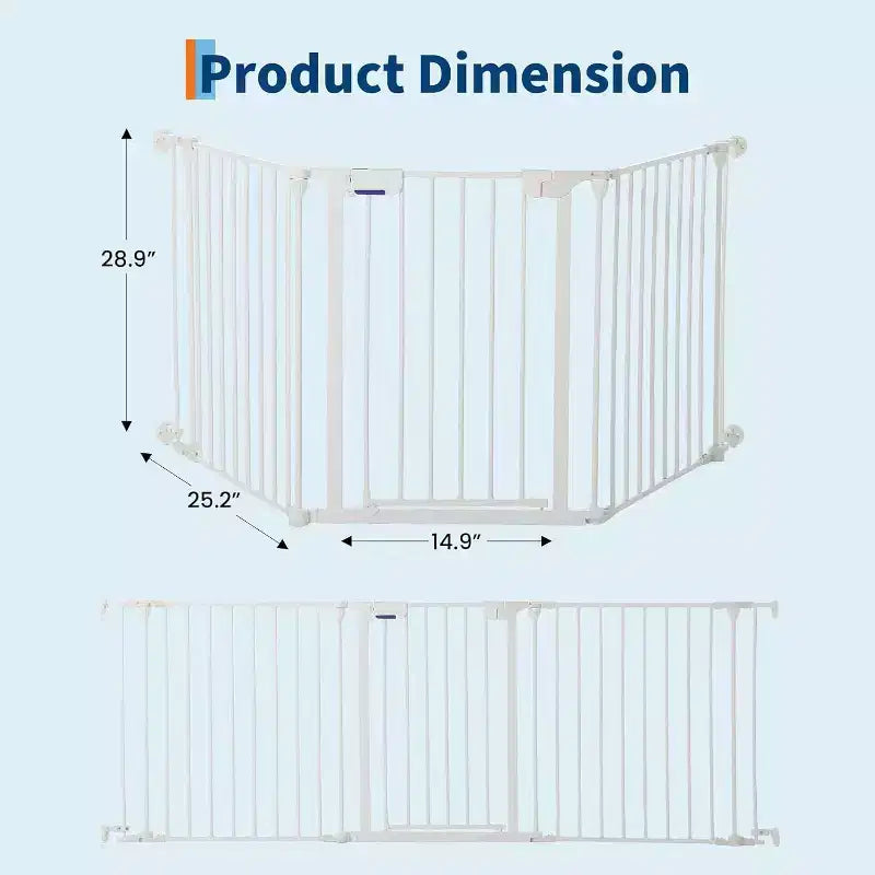 Black/White Adjustable Metal Pet Gate with Door, 3–8 Panels, Freestanding