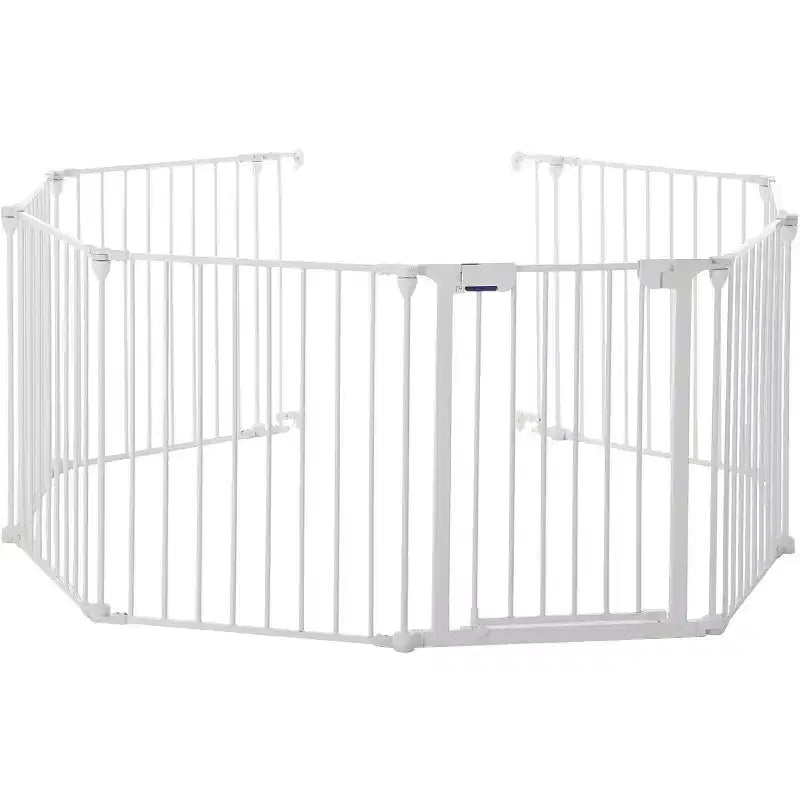 Black/White Adjustable Metal Pet Gate with Door, 3–8 Panels, Freestanding