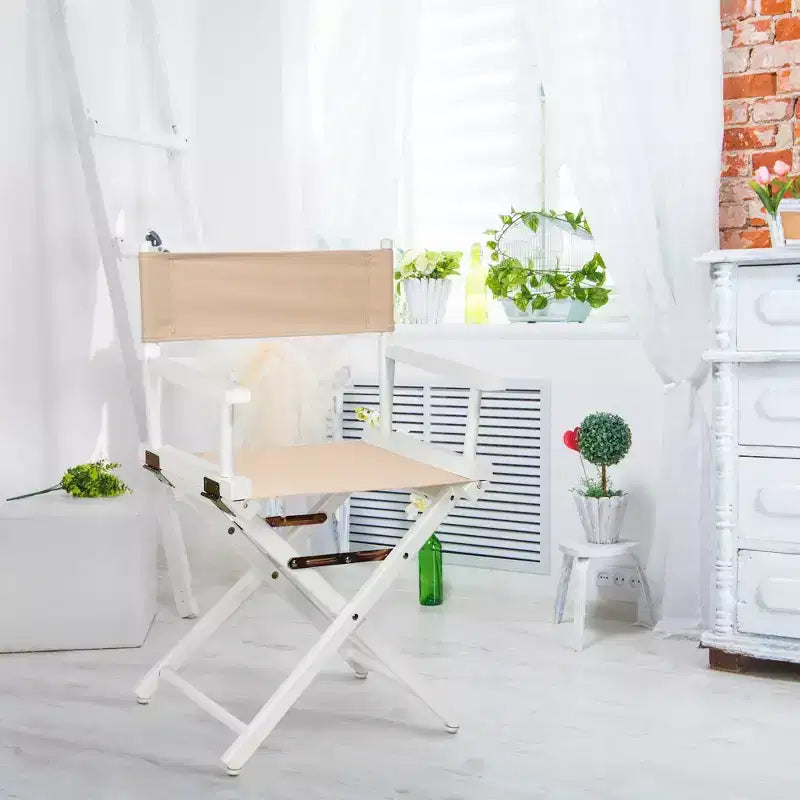 Multi-Color Canvas Folding Director's Chair, White Frame, Seats 1