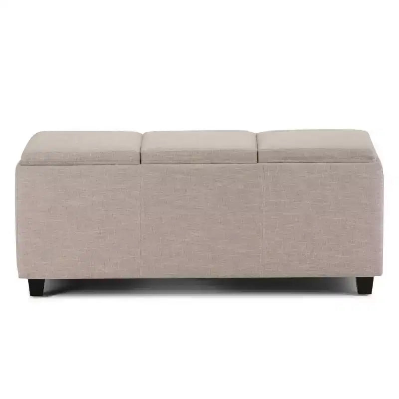 Red Faux Leather Rectangular Storage Ottoman with 3 Flip-Top Trays – Seats 1