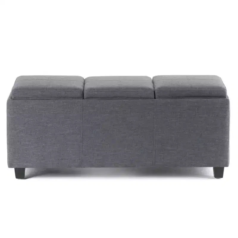 Red Faux Leather Rectangular Storage Ottoman with 3 Flip-Top Trays – Seats 1