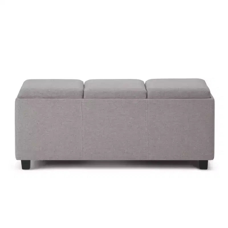 Red Faux Leather Rectangular Storage Ottoman with 3 Flip-Top Trays – Seats 1