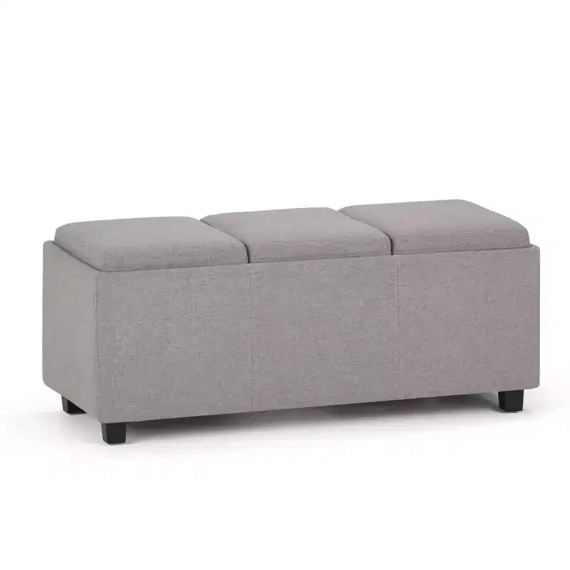 Red Faux Leather Rectangular Storage Ottoman with 3 Flip-Top Trays – Seats 1