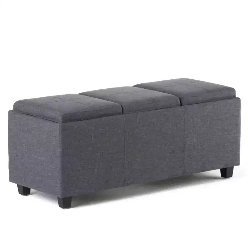 Red Faux Leather Rectangular Storage Ottoman with 3 Flip-Top Trays – Seats 1