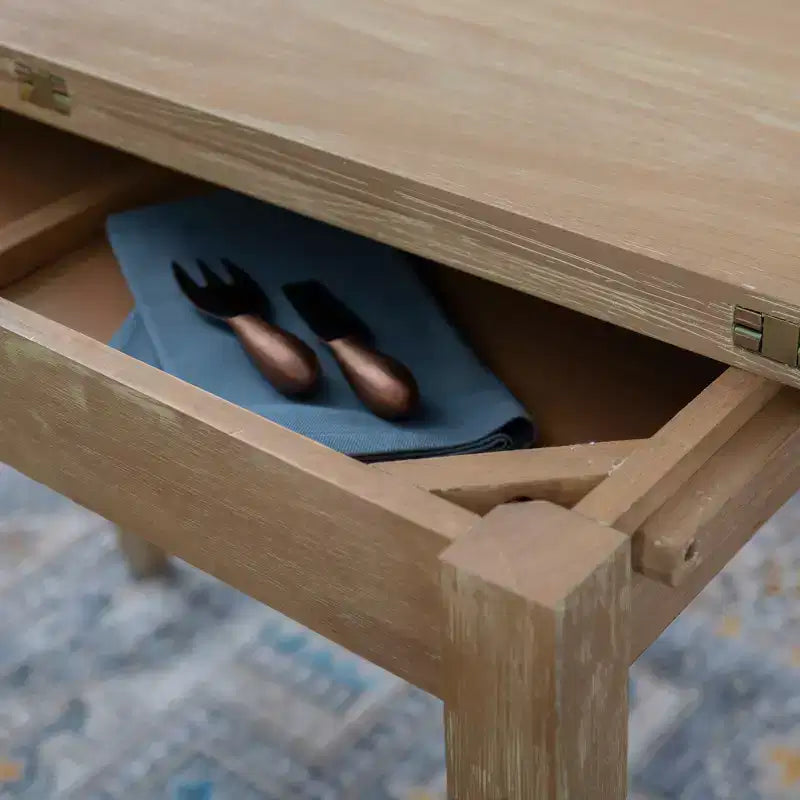 Ensemble de salle à manger pliant 3 pièces en bois massif Alberts avec rangement dissimulé – Linon : design compact et peu encombrant