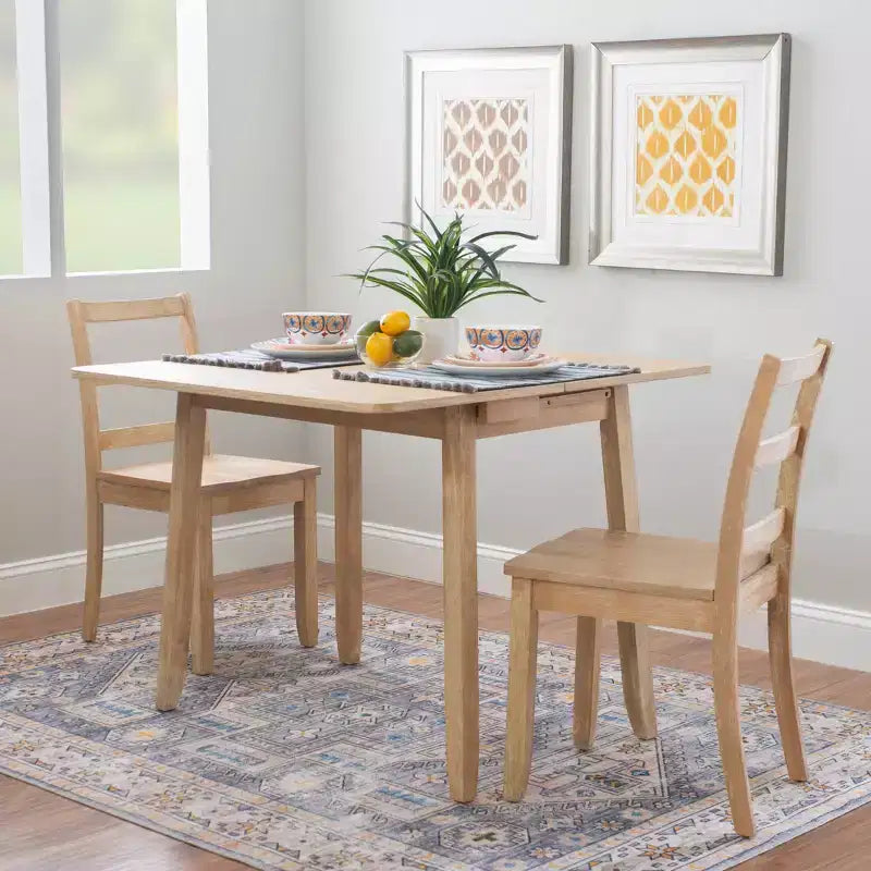Ensemble de salle à manger pliant 3 pièces en bois massif Alberts avec rangement dissimulé – Linon : design compact et peu encombrant