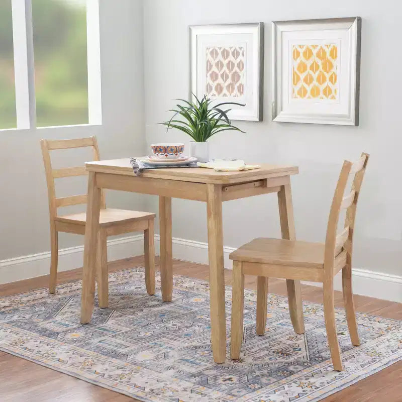 Ensemble de salle à manger pliant 3 pièces en bois massif Alberts avec rangement dissimulé – Linon : design compact et peu encombrant
