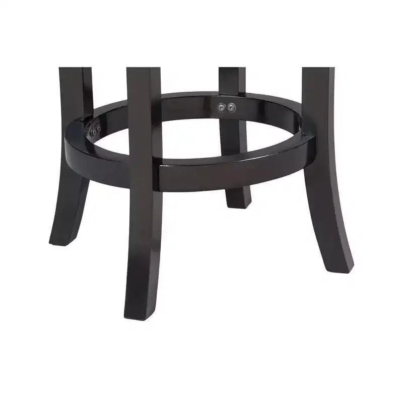Black Swivel Backless Counter Height Bar Stool, Faux Leather, Nailhead Trim, Seats 1