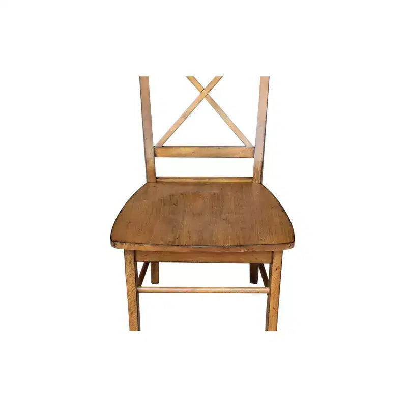 Pecan X-Back Solid Wood Dining Chair, Set of 2