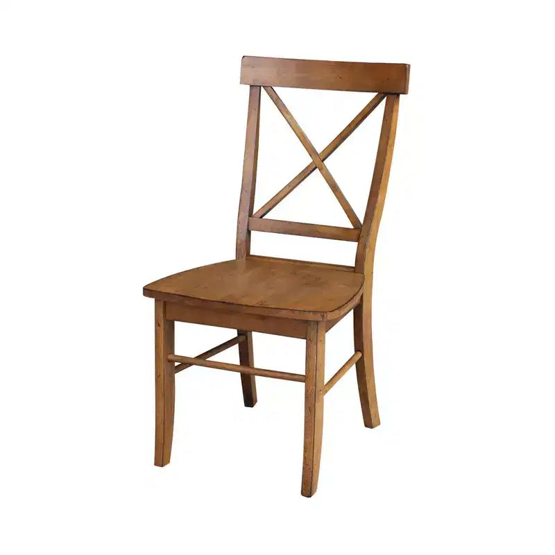 Pecan X-Back Solid Wood Dining Chair, Set of 2