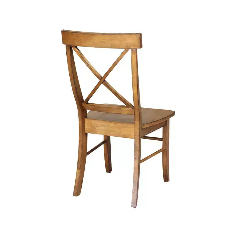 Pecan X-Back Solid Wood Dining Chair, Set of 2