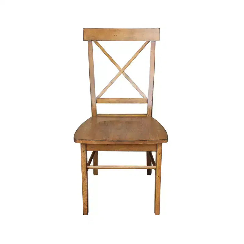 Pecan X-Back Solid Wood Dining Chair, Set of 2