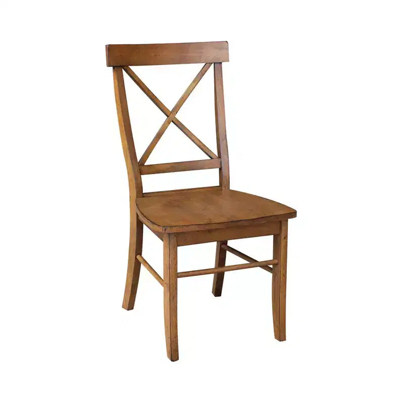 Pecan X-Back Solid Wood Dining Chair, Set of 2