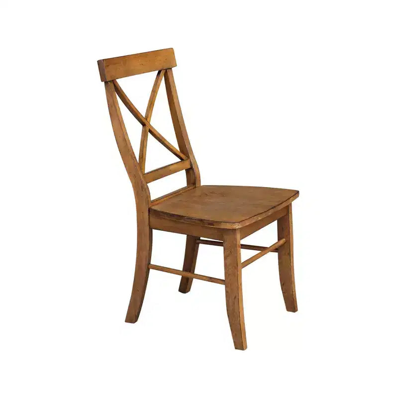 Pecan X-Back Solid Wood Dining Chair, Set of 2
