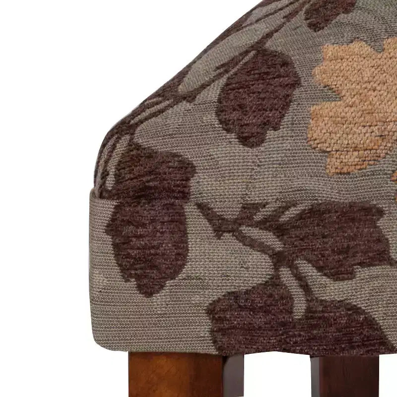 Brown Floral Jacquard Parsons Dining Chair, Armless High Back, Seats 1