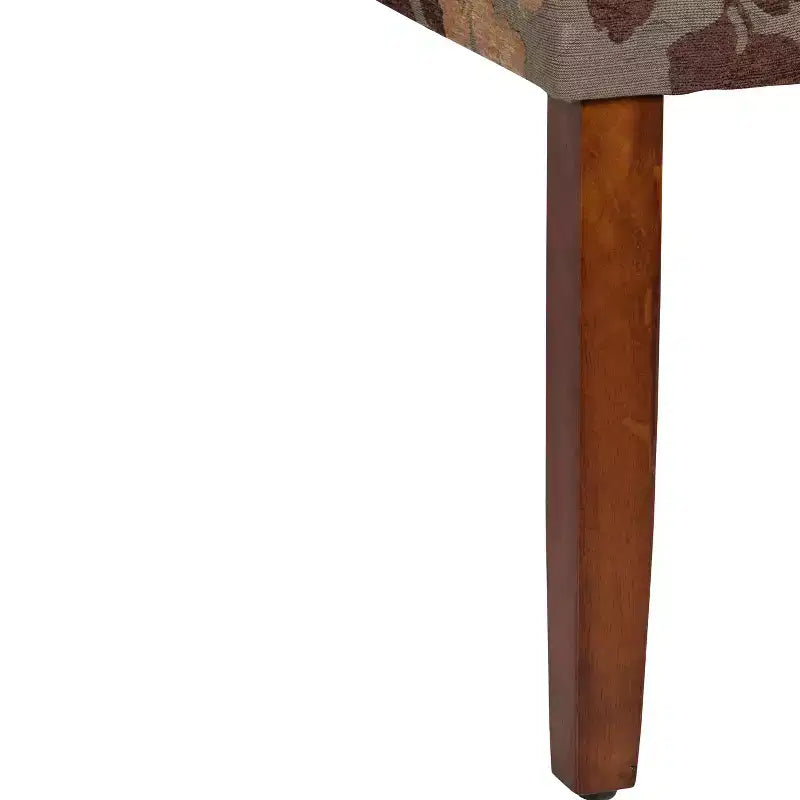 Brown Floral Jacquard Parsons Dining Chair, Armless High Back, Seats 1