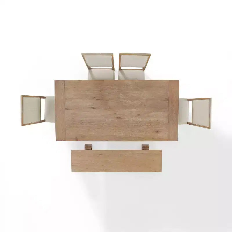 Ensemble repas 4 pièces Joanna avec banc et 4 chaises rembourrées, marron rustique - Crosley