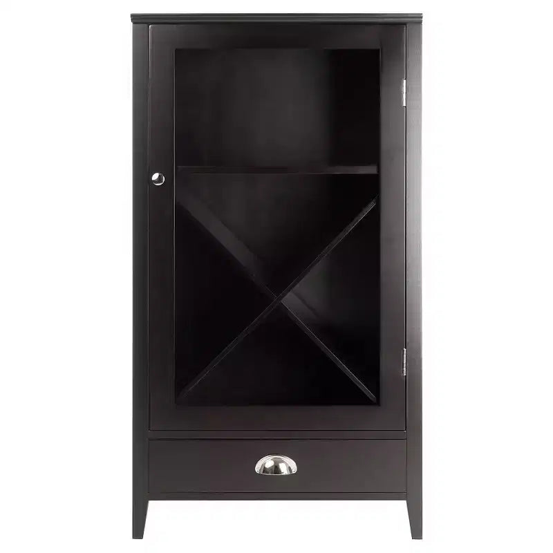 X-Panel Wine Cabinet, Espresso, Holds 20 Bottles, 1-Person Assembly