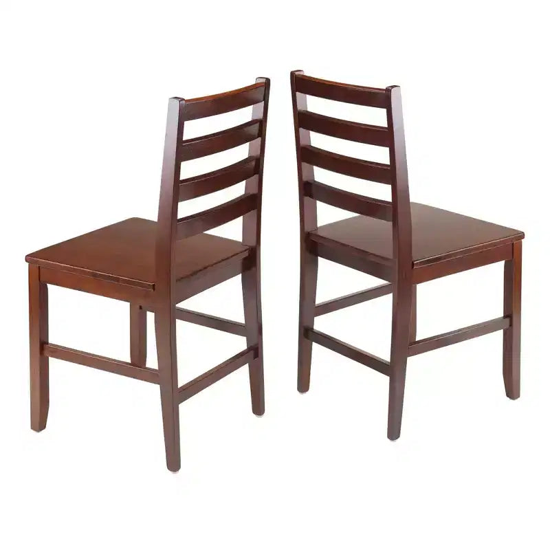 Ensemble de salle à manger 3 pièces Taylor à abattants avec chaises à dossier échelle Noyer - Winsome : Bois massif, Extensible, Rangement tiroir