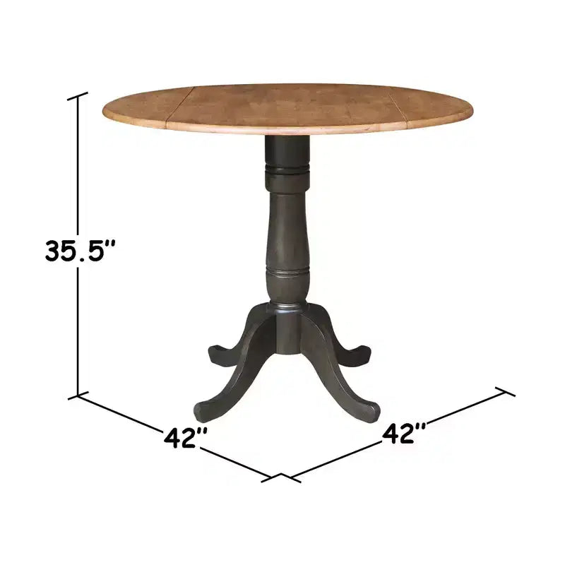 Table de salle à manger 3 pièces de 42 po ronde, à abattants doubles, hauteur comptoir, avec 2 tabourets à dossier ajouré Noyer/Charbon délavé - International Concepts