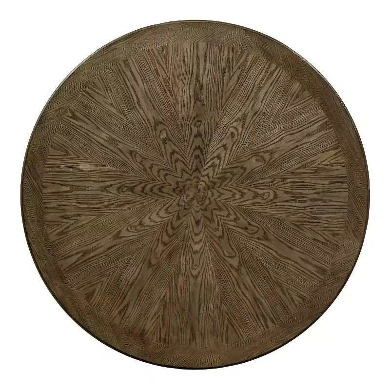 Round Rustic Brown Dining Table, Seats 4, Pedestal Base