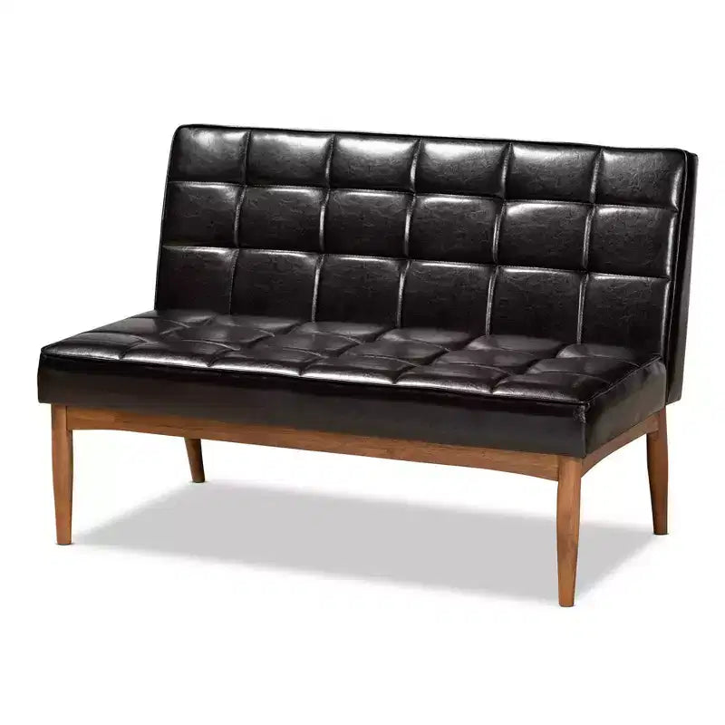 Ensemble banquette d'angle repas 2 éléments en bois Sanford marron - Baxton Studio