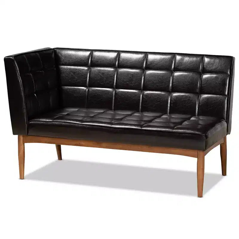 Ensemble banquette d'angle repas 2 éléments en bois Sanford marron - Baxton Studio