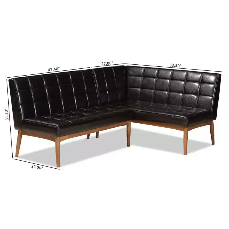 Ensemble banquette d'angle repas 2 éléments en bois Sanford marron - Baxton Studio