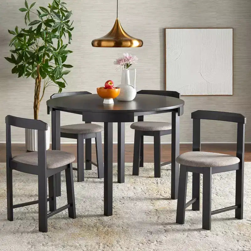 Ensemble de salle à manger rond 5 pièces Buylateral Regent Space Saving 41,3" noir