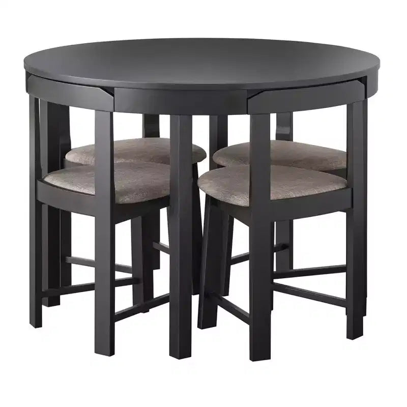 Ensemble de salle à manger rond 5 pièces Buylateral Regent Space Saving 41,3" noir