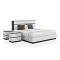 3pc Queen Pape Modern Bed with 2 Nightstands White/Metallic Gray - miBasics: Contemporary Furniture Set