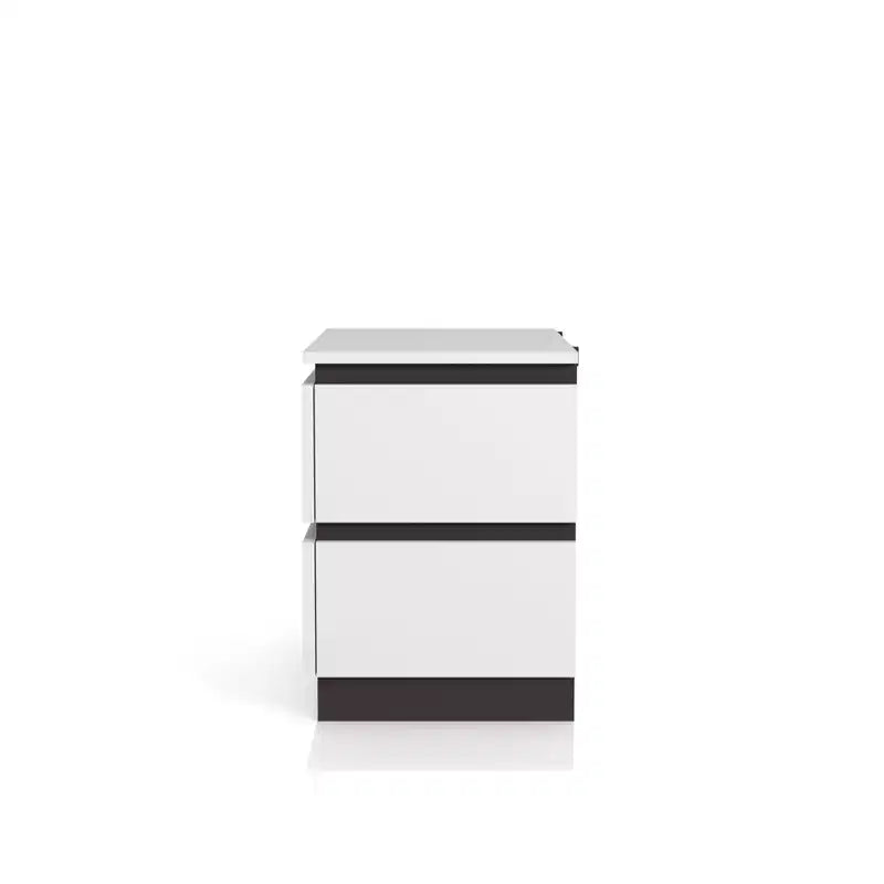 Lit Queen moderne 3 pièces Pape avec 2 tables de chevet Blanc/Gris métallisé - miBasics : Ensemble de meubles contemporains